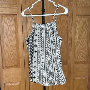 Geometric Patterned Black and White Women's Top